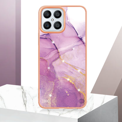 YB IMD Series-2 For Honor X8 4G Marble Pattern TPU Case Electroplated Edge IMD Phone Cover