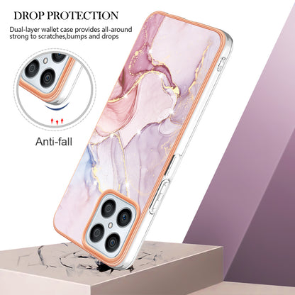 YB IMD Series-2 For Honor X8 4G Marble Pattern TPU Case Electroplated Edge IMD Phone Cover