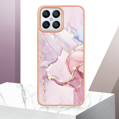 YB IMD Series-2 For Honor X8 4G Marble Pattern TPU Case Electroplated Edge IMD Phone Cover