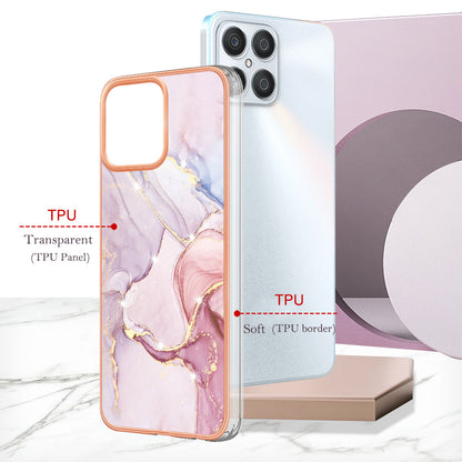 YB IMD Series-2 For Honor X8 4G Marble Pattern TPU Case Electroplated Edge IMD Phone Cover