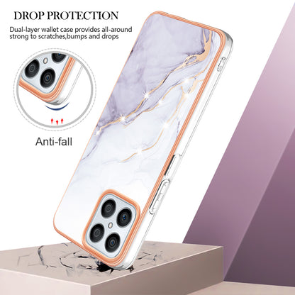 YB IMD Series-2 For Honor X8 4G Marble Pattern TPU Case Electroplated Edge IMD Phone Cover