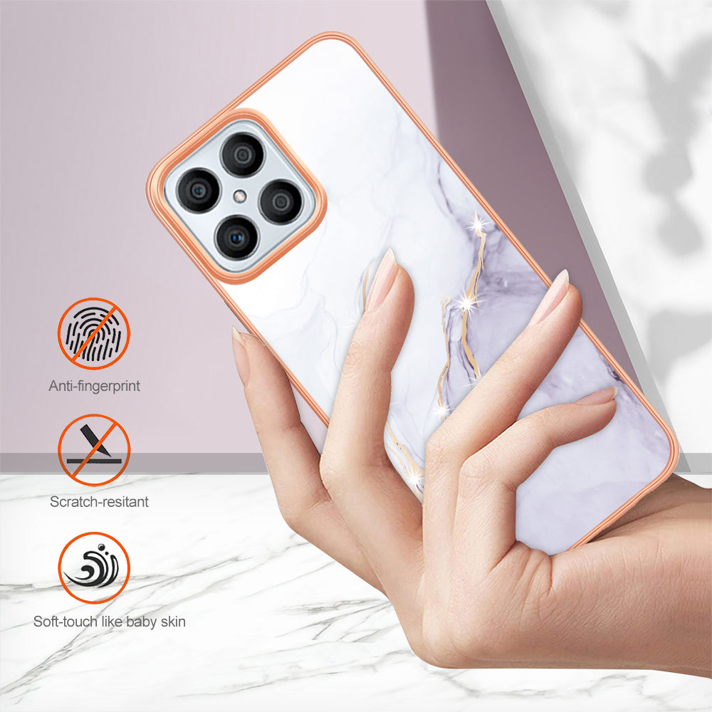 YB IMD Series-2 For Honor X8 4G Marble Pattern TPU Case Electroplated Edge IMD Phone Cover