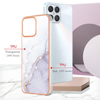 YB IMD Series-2 For Honor X8 4G Marble Pattern TPU Case Electroplated Edge IMD Phone Cover