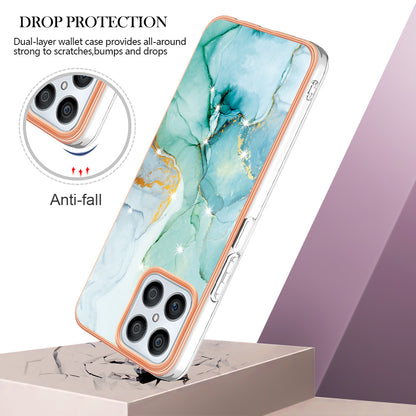 YB IMD Series-2 For Honor X8 4G Marble Pattern TPU Case Electroplated Edge IMD Phone Cover