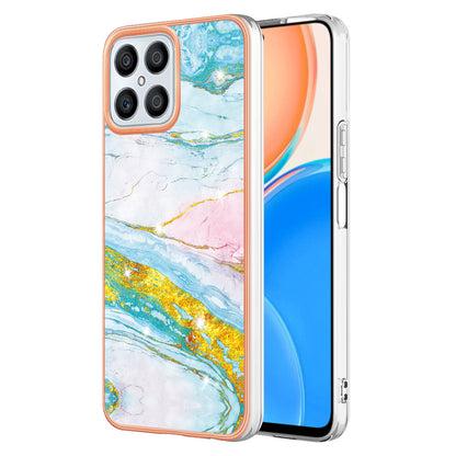 YB IMD Series-2 For Honor X8 4G Marble Pattern TPU Case Electroplated Edge IMD Phone Cover