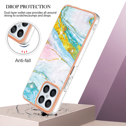 YB IMD Series-2 For Honor X8 4G Marble Pattern TPU Case Electroplated Edge IMD Phone Cover