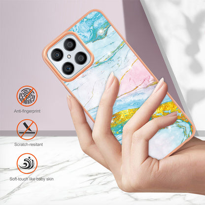YB IMD Series-2 For Honor X8 4G Marble Pattern TPU Case Electroplated Edge IMD Phone Cover