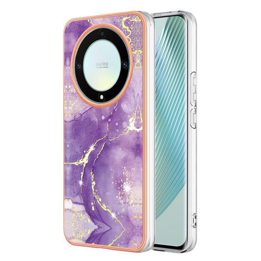 YB IMD Series-2 Marble Pattern Phone Case for Honor X9a 5G / Magic5 Lite 5G / X40 5G , Electroplating Soft TPU IMD Cover
