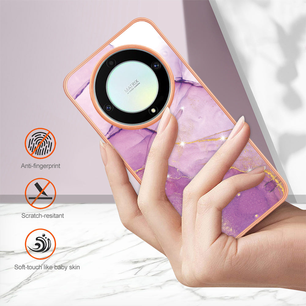 YB IMD Series-2 Marble Pattern Phone Case for Honor X9a 5G / Magic5 Lite 5G / X40 5G , Electroplating Soft TPU IMD Cover