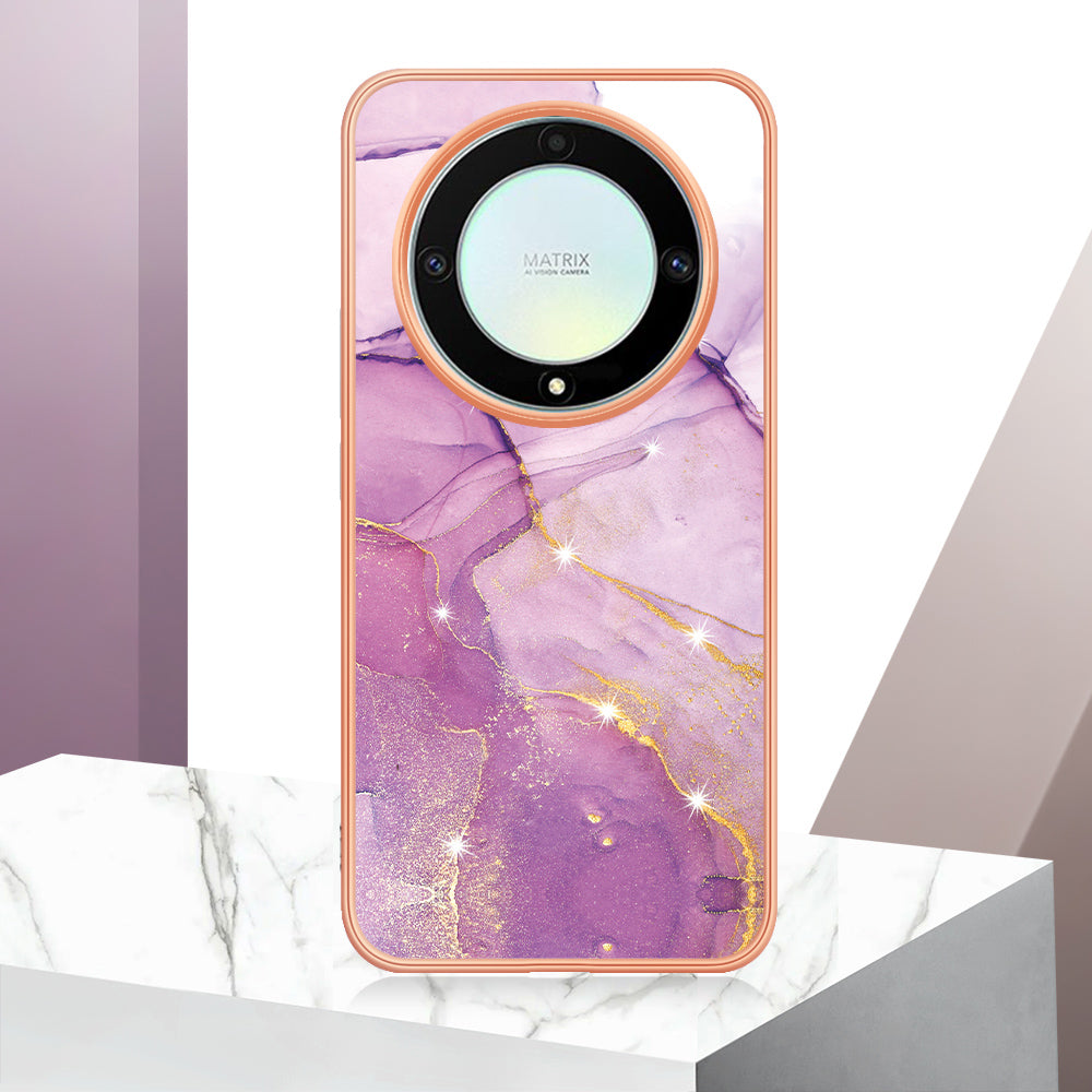 YB IMD Series-2 Marble Pattern Phone Case for Honor X9a 5G / Magic5 Lite 5G / X40 5G , Electroplating Soft TPU IMD Cover