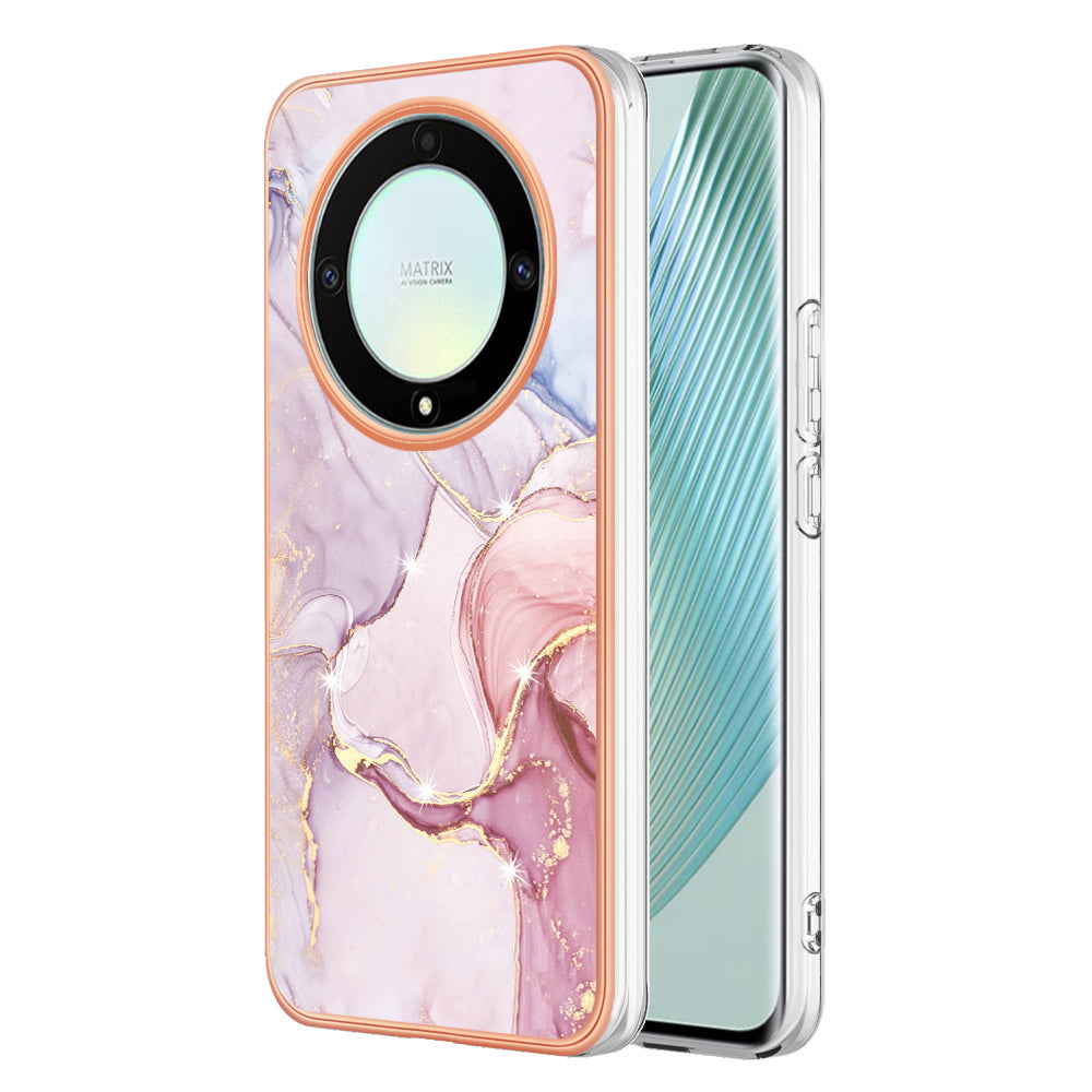 YB IMD Series-2 Marble Pattern Phone Case for Honor X9a 5G / Magic5 Lite 5G / X40 5G , Electroplating Soft TPU IMD Cover