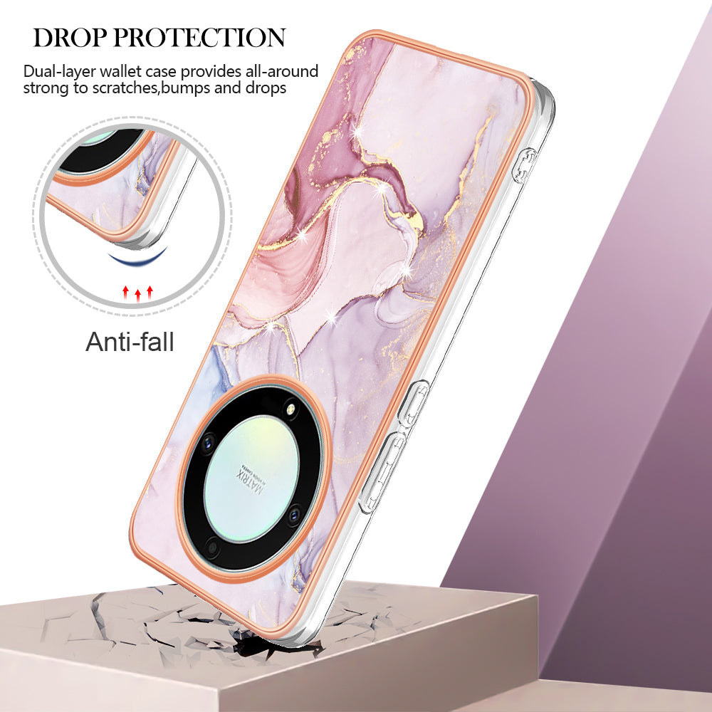 YB IMD Series-2 Marble Pattern Phone Case for Honor X9a 5G / Magic5 Lite 5G / X40 5G , Electroplating Soft TPU IMD Cover