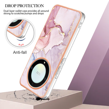 YB IMD Series-2 Marble Pattern Phone Case for Honor X9a 5G / Magic5 Lite 5G / X40 5G , Electroplating Soft TPU IMD Cover