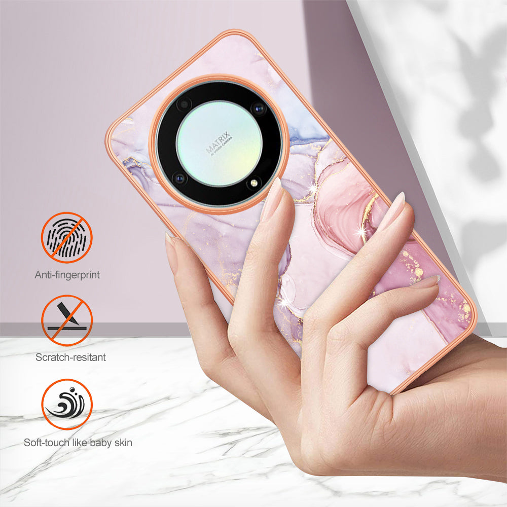 YB IMD Series-2 Marble Pattern Phone Case for Honor X9a 5G / Magic5 Lite 5G / X40 5G , Electroplating Soft TPU IMD Cover