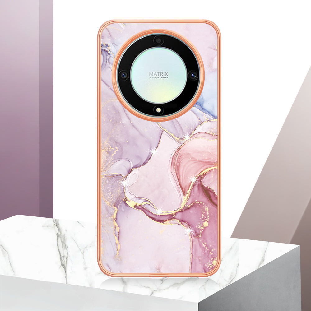 YB IMD Series-2 Marble Pattern Phone Case for Honor X9a 5G / Magic5 Lite 5G / X40 5G , Electroplating Soft TPU IMD Cover