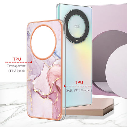 YB IMD Series-2 Marble Pattern Phone Case for Honor X9a 5G / Magic5 Lite 5G / X40 5G , Electroplating Soft TPU IMD Cover