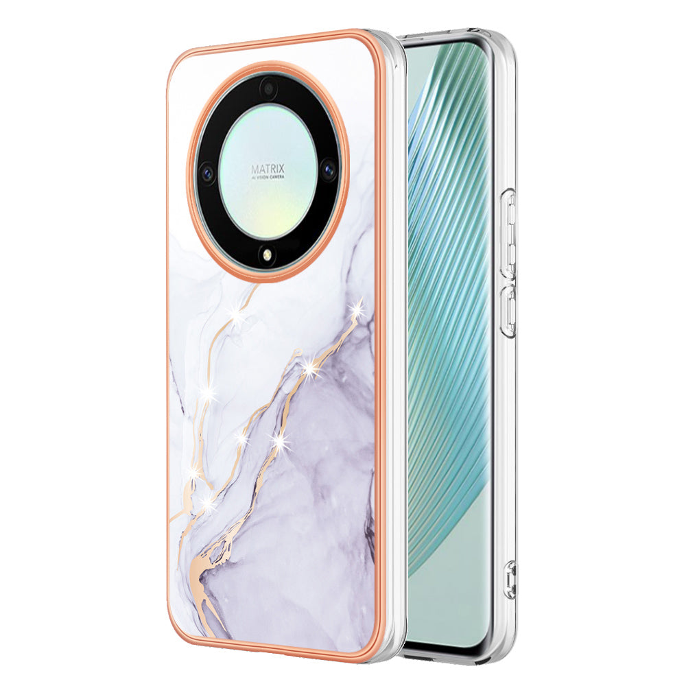 YB IMD Series-2 Marble Pattern Phone Case for Honor X9a 5G / Magic5 Lite 5G / X40 5G , Electroplating Soft TPU IMD Cover