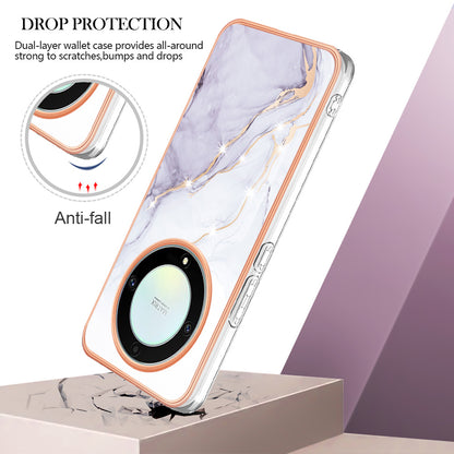 YB IMD Series-2 Marble Pattern Phone Case for Honor X9a 5G / Magic5 Lite 5G / X40 5G , Electroplating Soft TPU IMD Cover