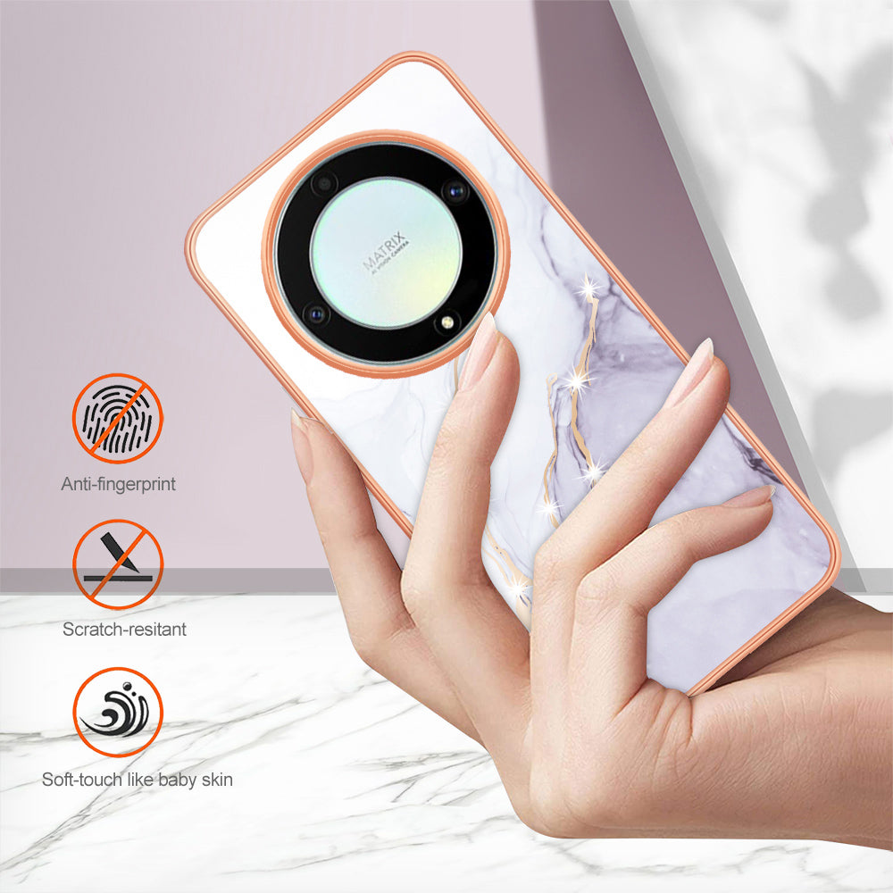 YB IMD Series-2 Marble Pattern Phone Case for Honor X9a 5G / Magic5 Lite 5G / X40 5G , Electroplating Soft TPU IMD Cover