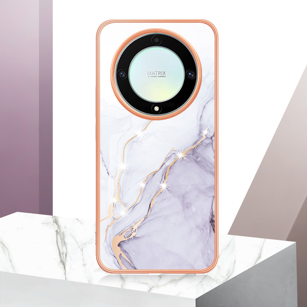 YB IMD Series-2 Marble Pattern Phone Case for Honor X9a 5G / Magic5 Lite 5G / X40 5G , Electroplating Soft TPU IMD Cover
