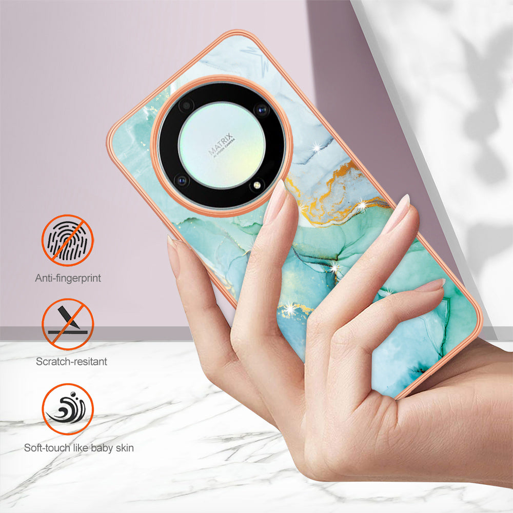 YB IMD Series-2 Marble Pattern Phone Case for Honor X9a 5G / Magic5 Lite 5G / X40 5G , Electroplating Soft TPU IMD Cover