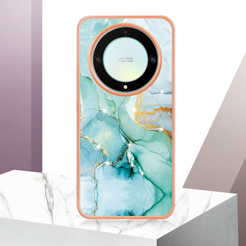 YB IMD Series-2 Marble Pattern Phone Case for Honor X9a 5G / Magic5 Lite 5G / X40 5G , Electroplating Soft TPU IMD Cover