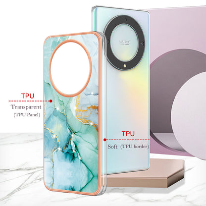 YB IMD Series-2 Marble Pattern Phone Case for Honor X9a 5G / Magic5 Lite 5G / X40 5G , Electroplating Soft TPU IMD Cover