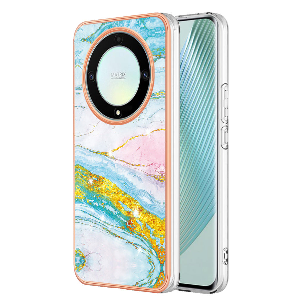YB IMD Series-2 Marble Pattern Phone Case for Honor X9a 5G / Magic5 Lite 5G / X40 5G , Electroplating Soft TPU IMD Cover