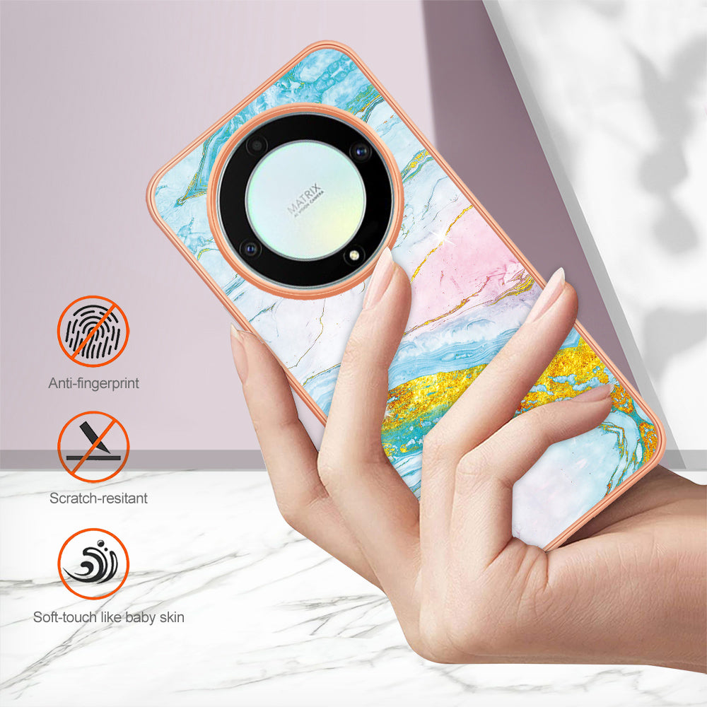 YB IMD Series-2 Marble Pattern Phone Case for Honor X9a 5G / Magic5 Lite 5G / X40 5G , Electroplating Soft TPU IMD Cover
