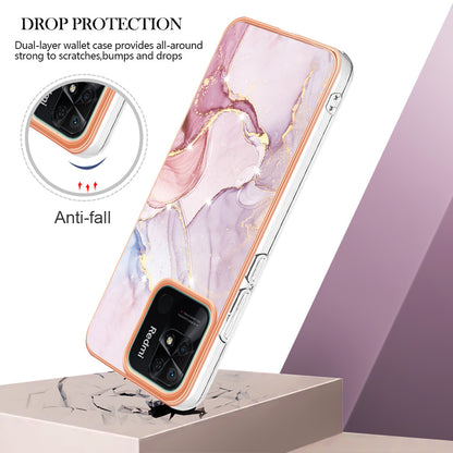 YB IMD Series-2 Electroplating Cover for Xiaomi Redmi 10C 4G IMD Marble Pattern Phone Case TPU Shell
