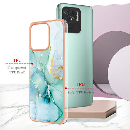 YB IMD Series-2 Electroplating Cover for Xiaomi Redmi 10C 4G IMD Marble Pattern Phone Case TPU Shell
