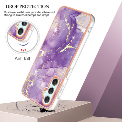 YB IMD Series-2 For Samsung Galaxy A24 4G Electroplating Cover IMD Marble Pattern Phone Case TPU Shell