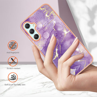 YB IMD Series-2 For Samsung Galaxy A24 4G Electroplating Cover IMD Marble Pattern Phone Case TPU Shell