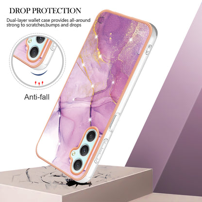 YB IMD Series-2 For Samsung Galaxy A24 4G Electroplating Cover IMD Marble Pattern Phone Case TPU Shell