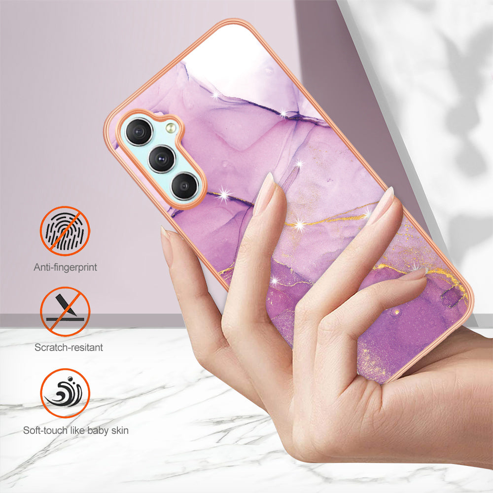 YB IMD Series-2 For Samsung Galaxy A24 4G Electroplating Cover IMD Marble Pattern Phone Case TPU Shell