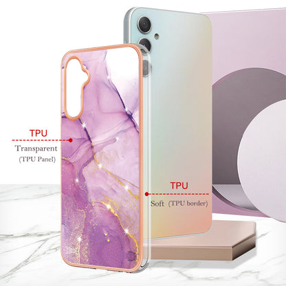 YB IMD Series-2 For Samsung Galaxy A24 4G Electroplating Cover IMD Marble Pattern Phone Case TPU Shell