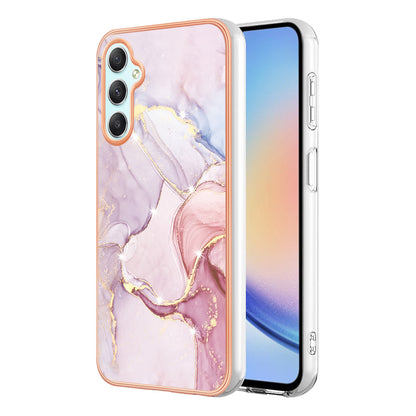 YB IMD Series-2 For Samsung Galaxy A24 4G Electroplating Cover IMD Marble Pattern Phone Case TPU Shell