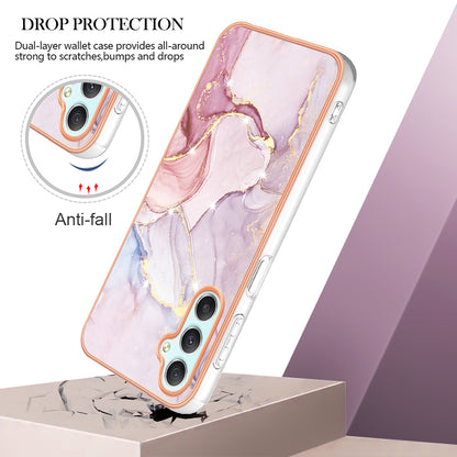 YB IMD Series-2 For Samsung Galaxy A24 4G Electroplating Cover IMD Marble Pattern Phone Case TPU Shell