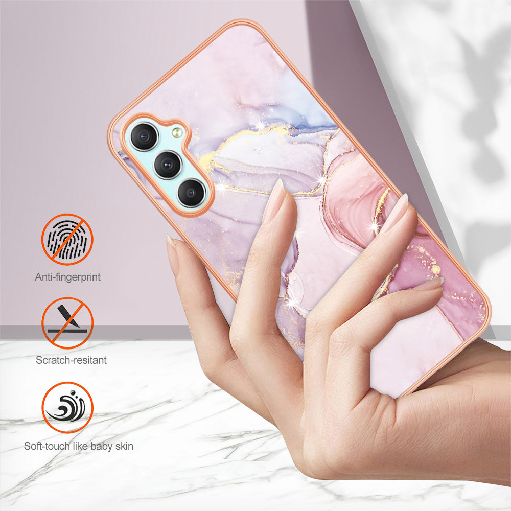 YB IMD Series-2 For Samsung Galaxy A24 4G Electroplating Cover IMD Marble Pattern Phone Case TPU Shell