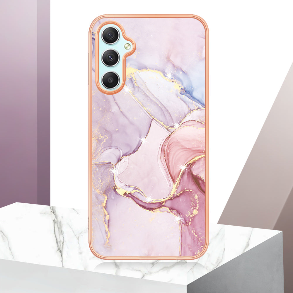 YB IMD Series-2 For Samsung Galaxy A24 4G Electroplating Cover IMD Marble Pattern Phone Case TPU Shell