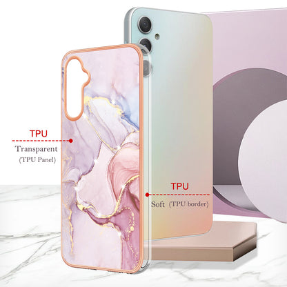 YB IMD Series-2 For Samsung Galaxy A24 4G Electroplating Cover IMD Marble Pattern Phone Case TPU Shell
