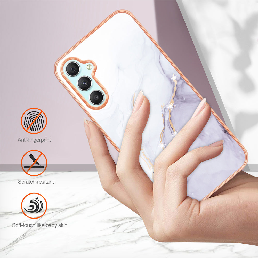 YB IMD Series-2 For Samsung Galaxy A24 4G Electroplating Cover IMD Marble Pattern Phone Case TPU Shell