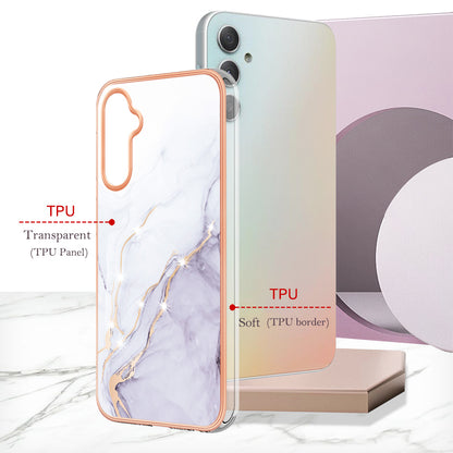 YB IMD Series-2 For Samsung Galaxy A24 4G Electroplating Cover IMD Marble Pattern Phone Case TPU Shell