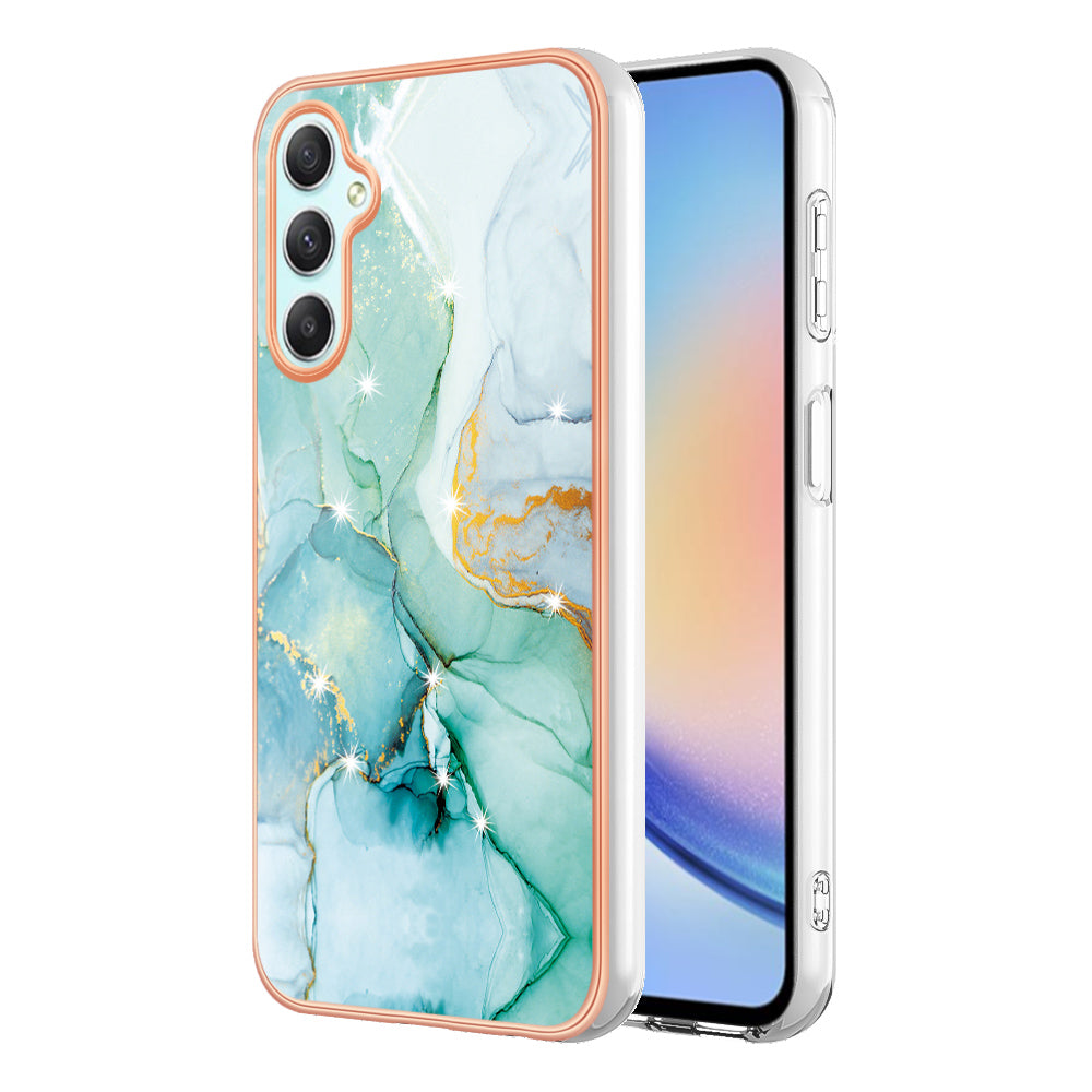 YB IMD Series-2 For Samsung Galaxy A24 4G Electroplating Cover IMD Marble Pattern Phone Case TPU Shell