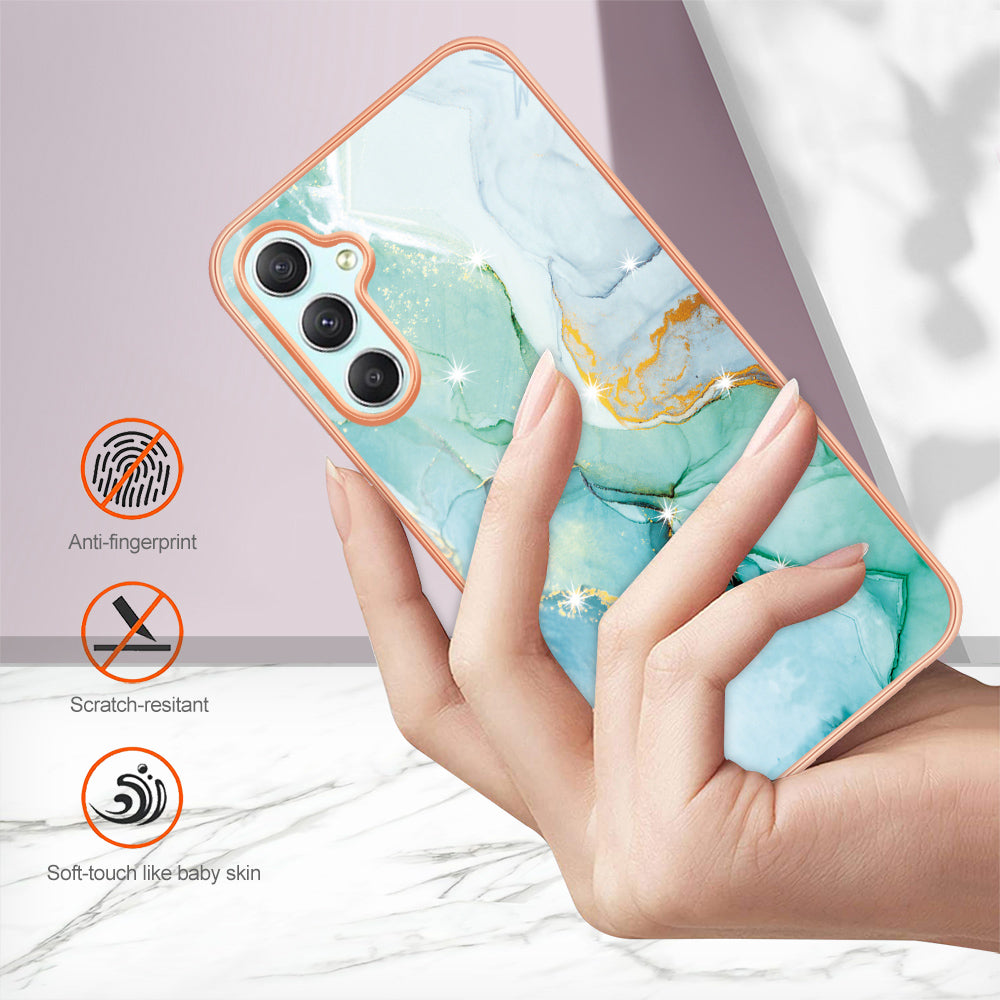 YB IMD Series-2 For Samsung Galaxy A24 4G Electroplating Cover IMD Marble Pattern Phone Case TPU Shell
