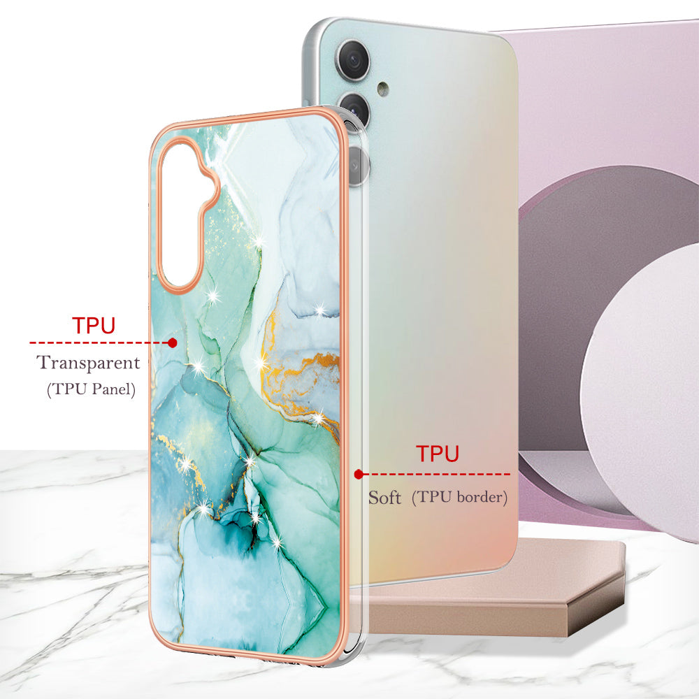 YB IMD Series-2 For Samsung Galaxy A24 4G Electroplating Cover IMD Marble Pattern Phone Case TPU Shell