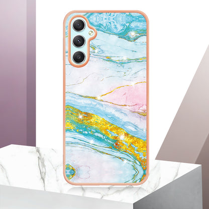 YB IMD Series-2 For Samsung Galaxy A24 4G Electroplating Cover IMD Marble Pattern Phone Case TPU Shell