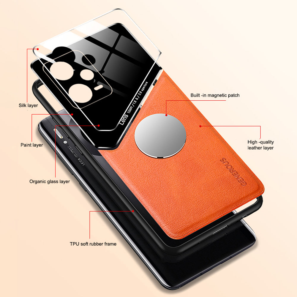 Shockproof Case for Xiaomi Redmi Note 12 Pro+ 5G TPU + PC + PU Leather Slim Phone Cover Support Magnetic Car Mount