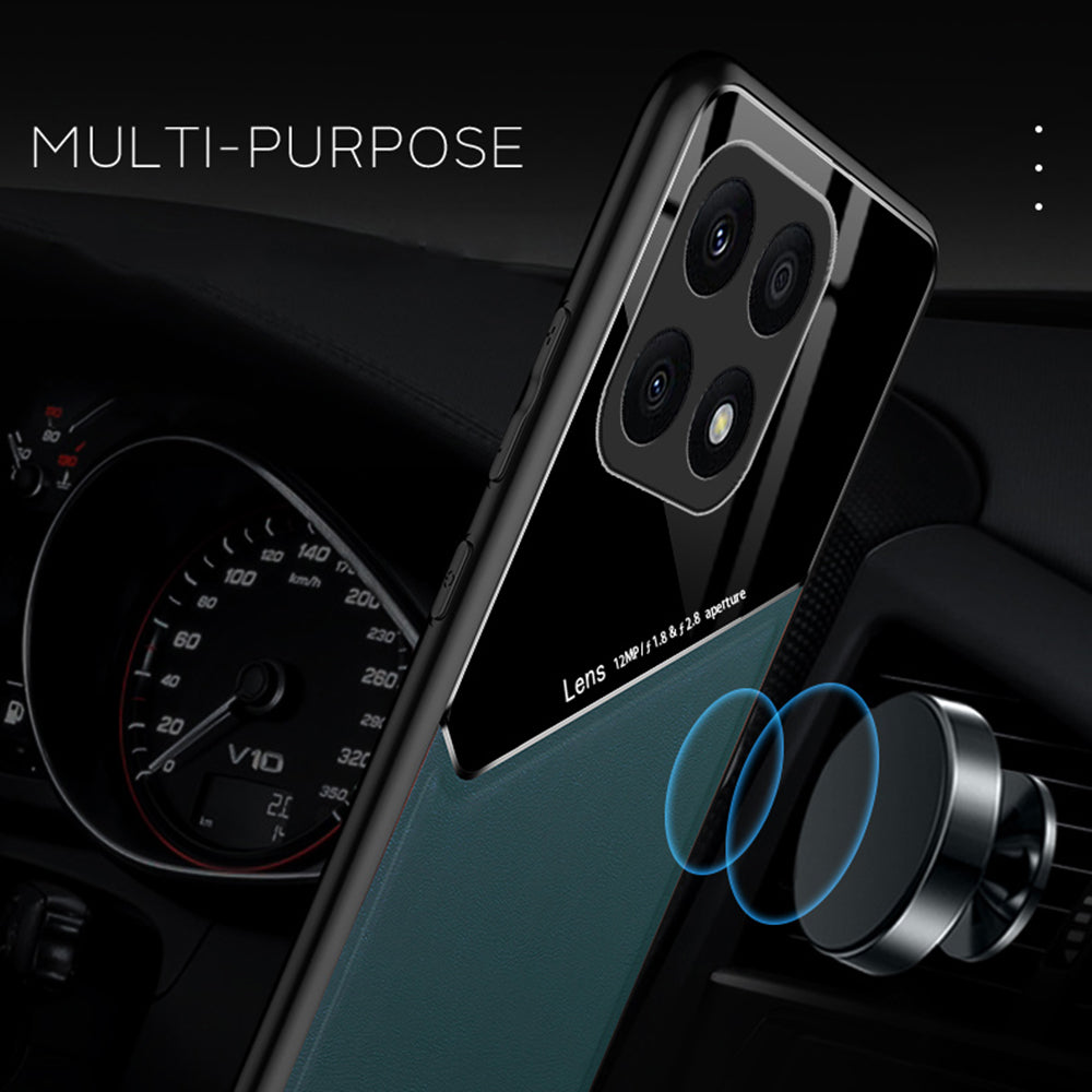 TPU + PC + PU Leather Case for Honor X8a 4G Shockproof Phone Case Support Magnetic Car Mount