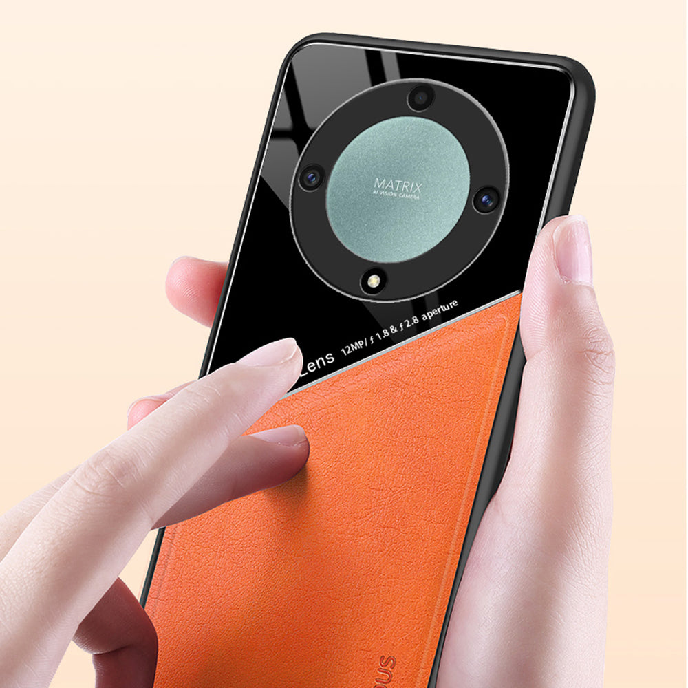 TPU + PC + PU Leather Phone Cover for Honor X9a 5G Slim Phone Case Support Magnetic Car Mount